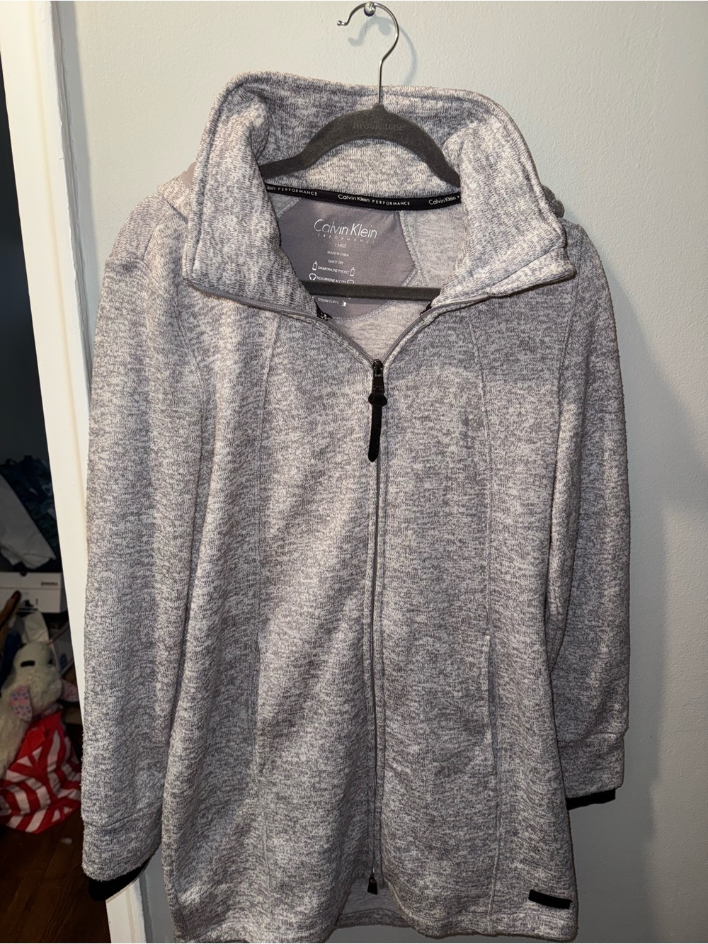 Calvin Klein Women's Gray Full-Zip Fleece Jacket size L